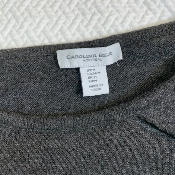 carolina Belle Montreal Grey Long Sleeve Sweater Ruffle Detail Size M - Picture 10 of 10